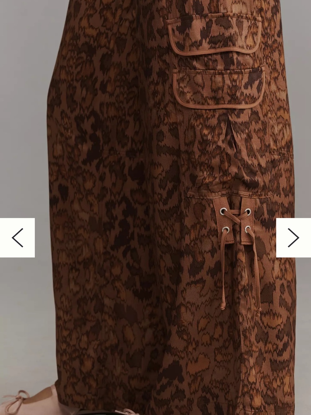Anthropologie Brown Printed Wide-Leg Cargo Trousers - Picture 4 of 15